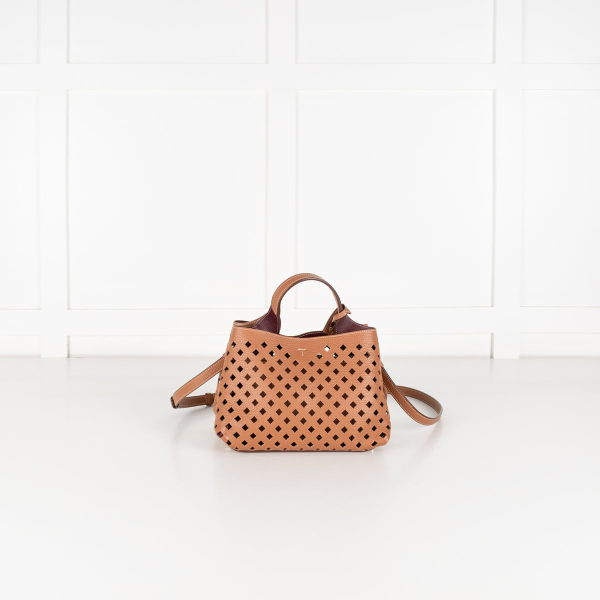 Tods Tan Cut-Out Leather Micro Tote Bag