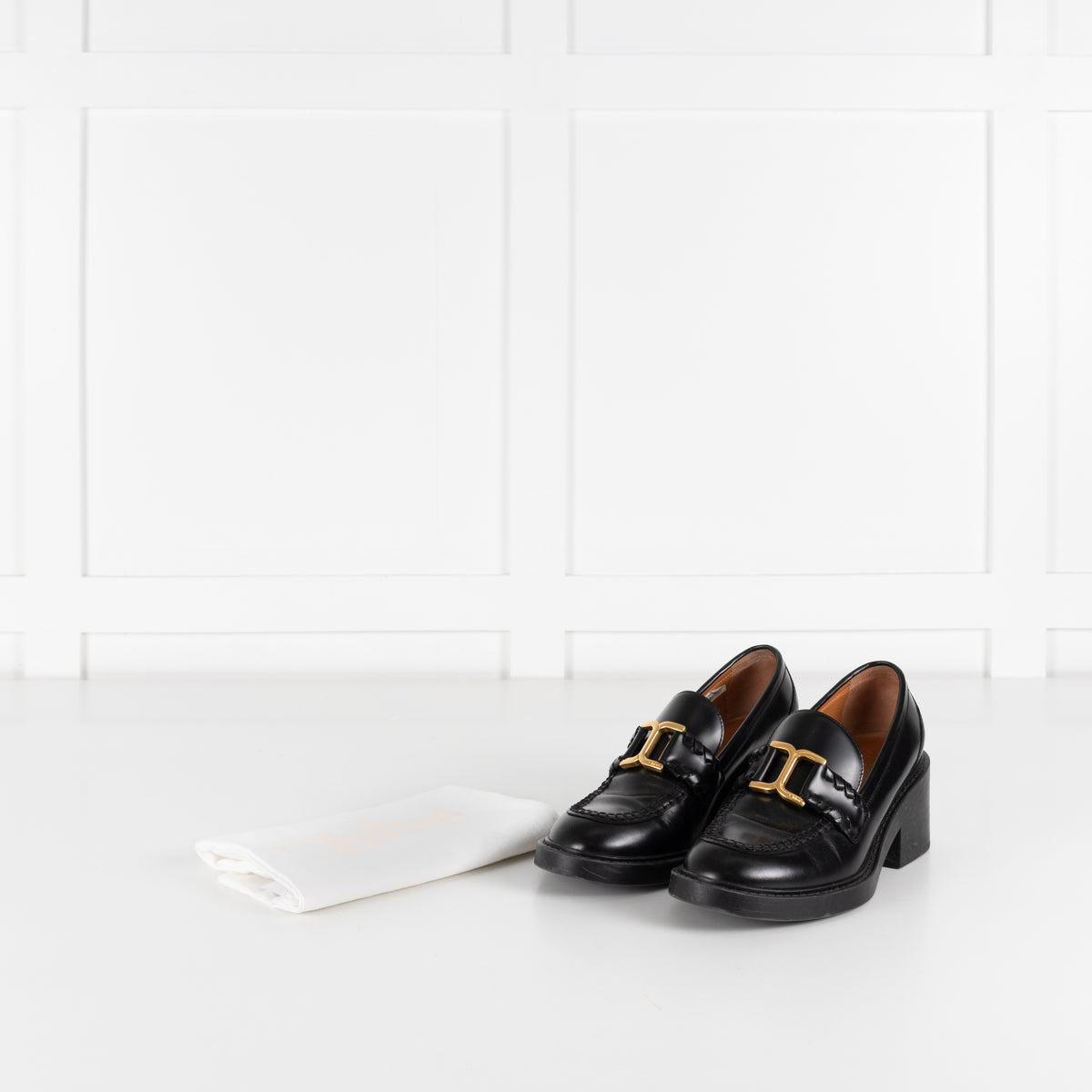 Chloe Black Leather Marcie Loafers