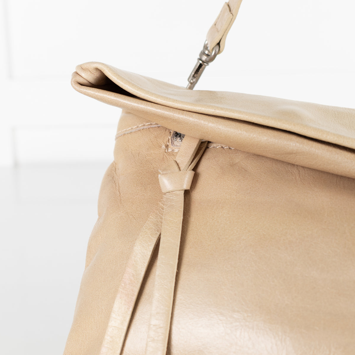 Gianni Chiarini Beige Leather Clutch with Removable Strap