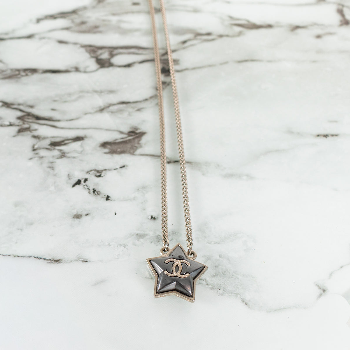 Chanel Silver Coco Mark Star Necklace