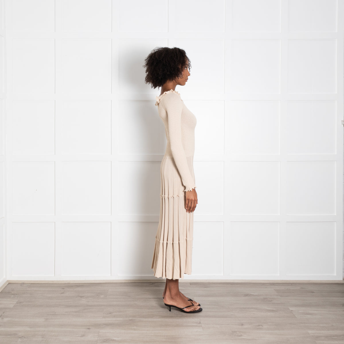 Altuzarra Oyster Knit Dress With Long Sleeve And Pleated Skirt