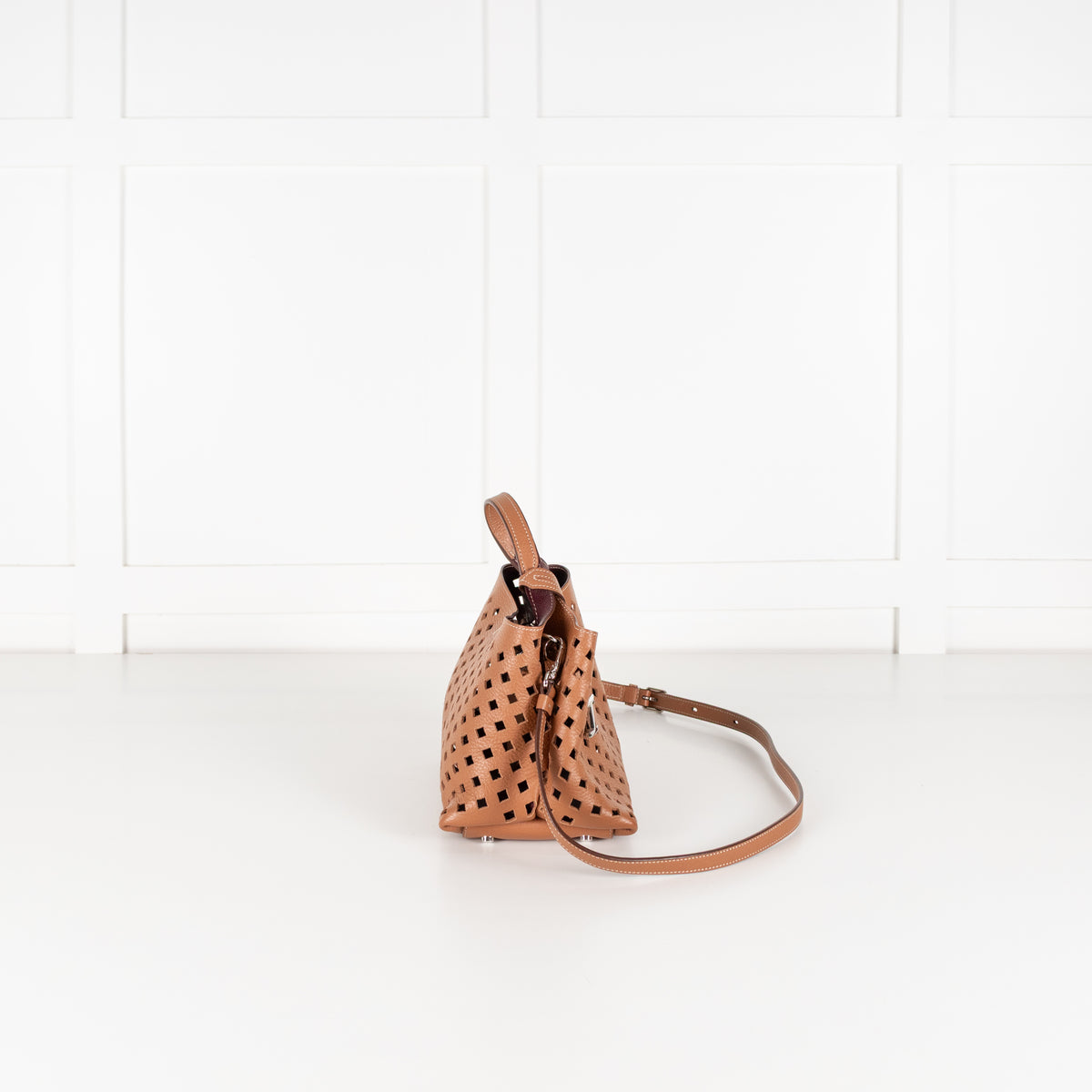 Tods Tan Cut-Out Leather Micro Tote Bag