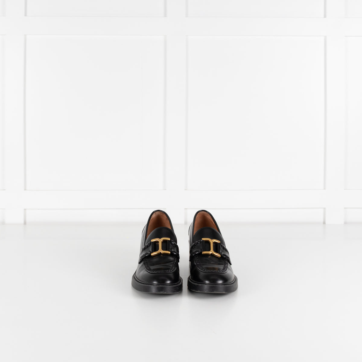 Chloe Black Leather Marcie Loafers