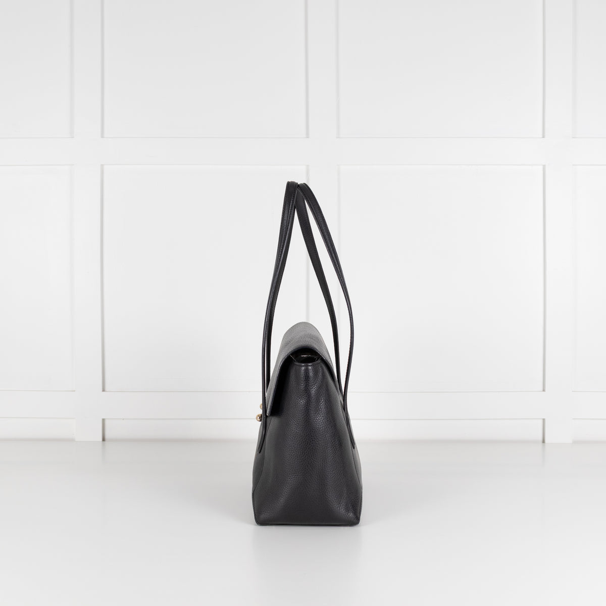 Strathberry Black Leather Silver Hardware Tote Bag