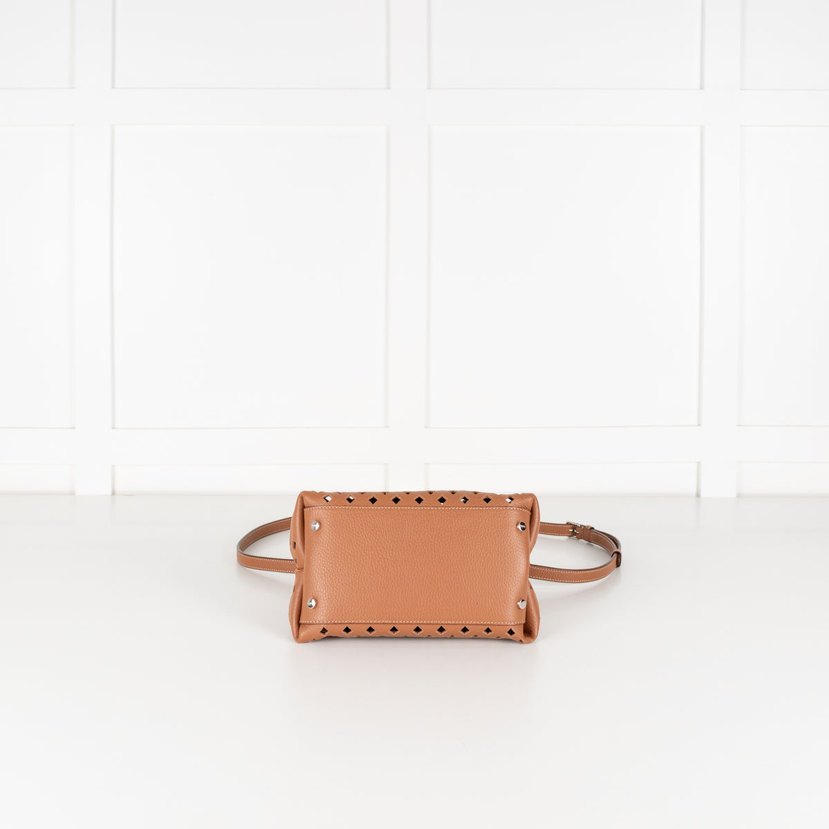 Tods Tan Cut-Out Leather Micro Tote Bag