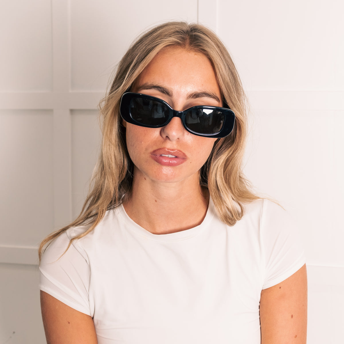Linda Farrow Black Acetate Rectangle Shape
