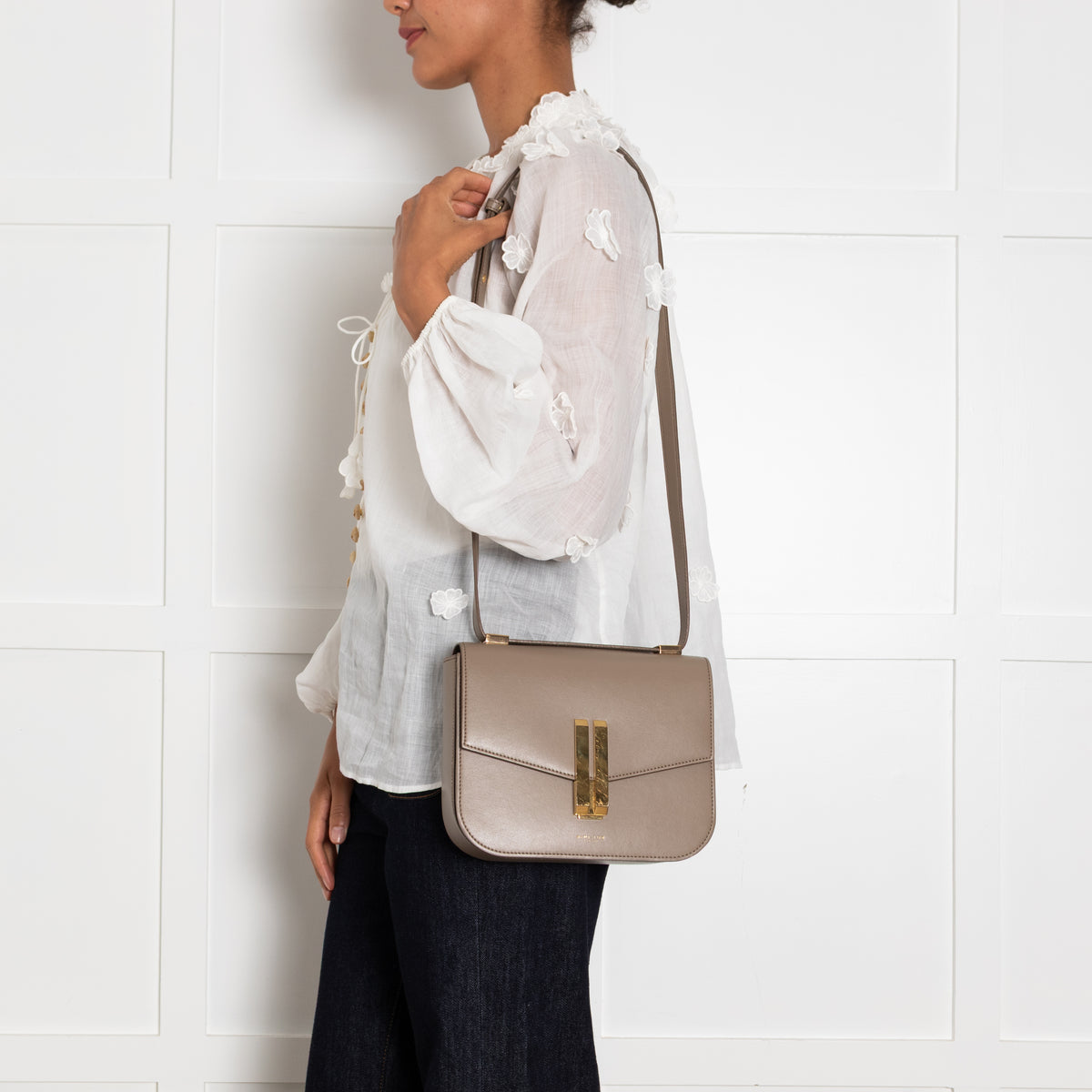 DeMellier The Vancouver Taupe Leather Crossbody Bag