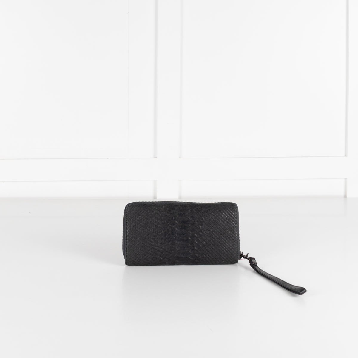 Zadig & Voltaire Preloved Compagnon Savage Black Leather Python Embossed Wallet