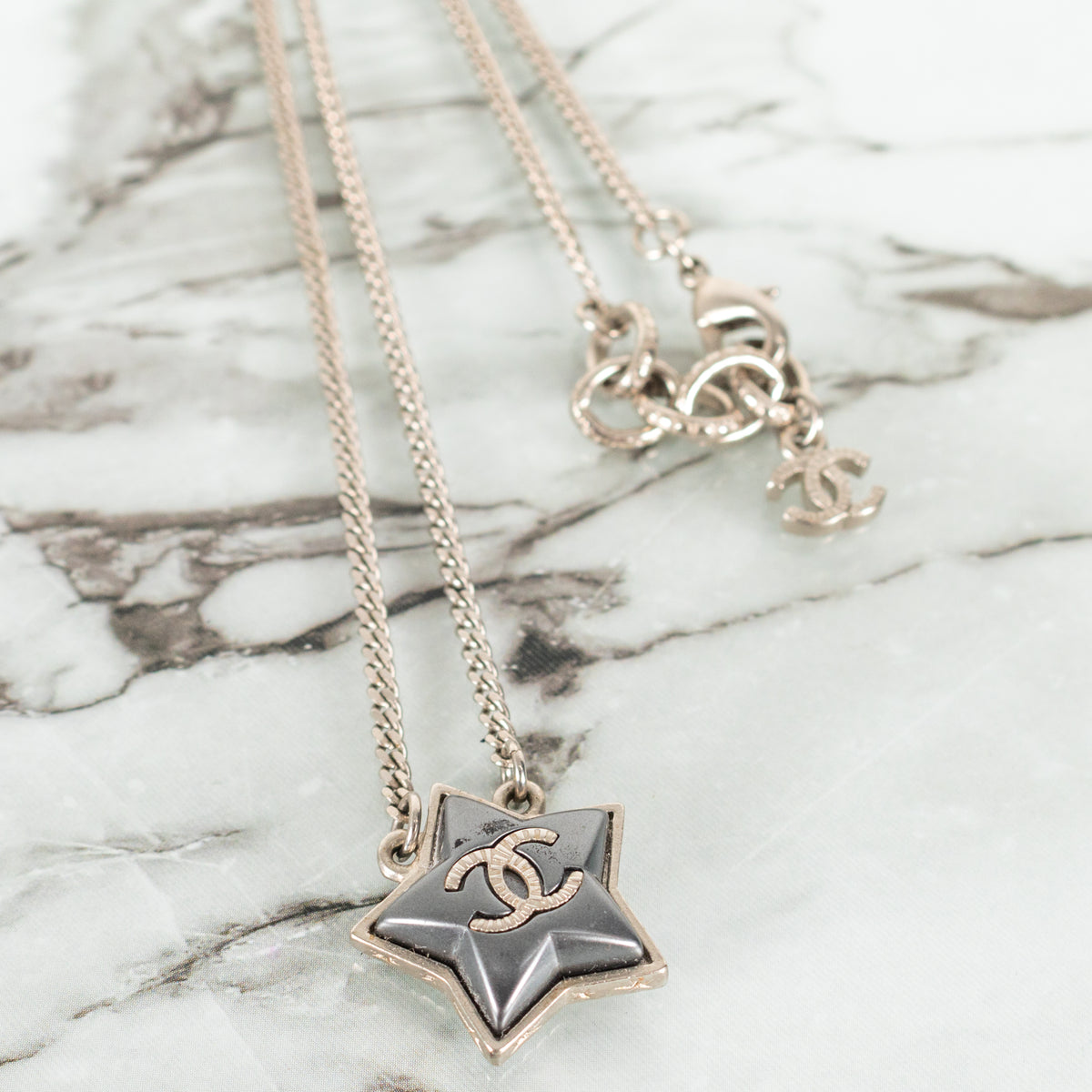 Chanel Silver Coco Mark Star Necklace