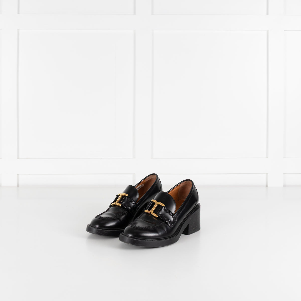 Chloe Black Leather Marcie Loafers