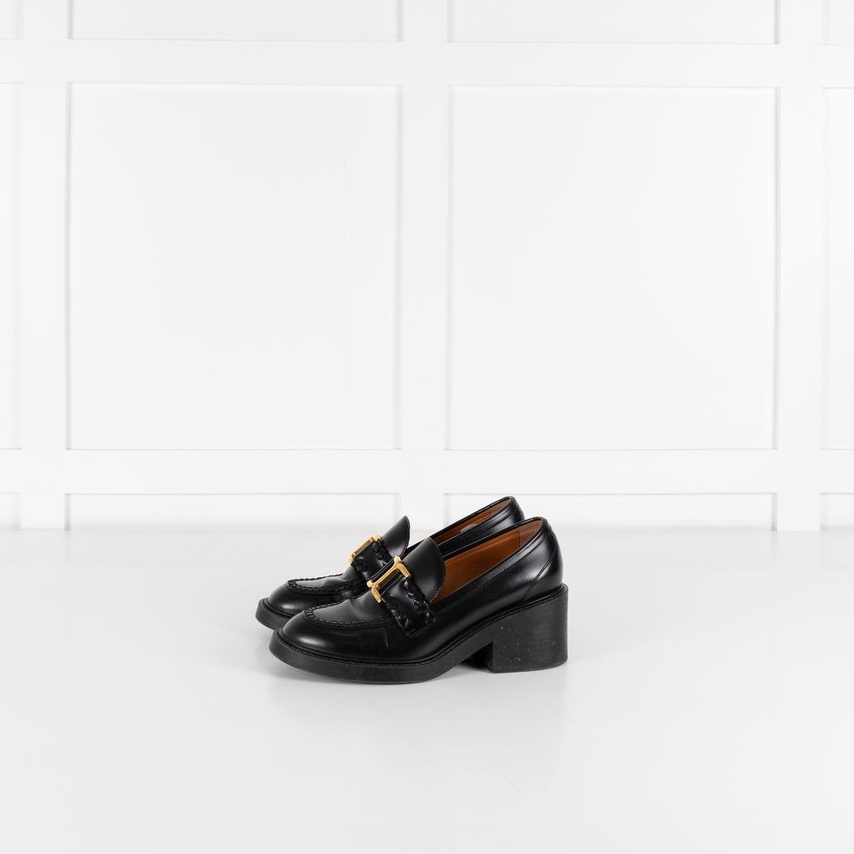 Chloe Black Leather Marcie Loafers