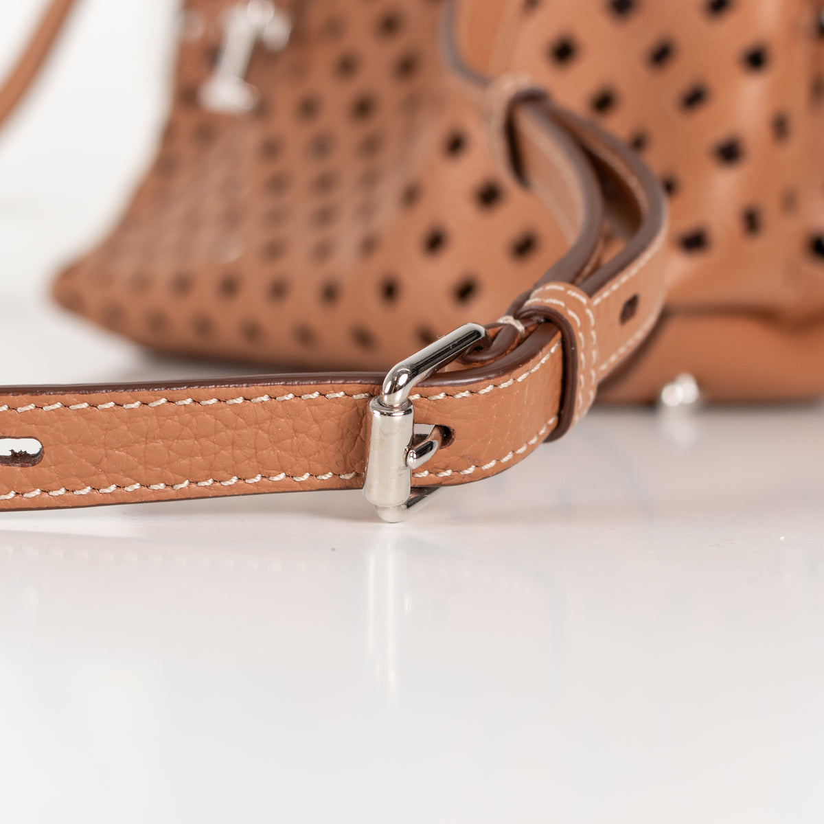 Tods Tan Cut-Out Leather Micro Tote Bag