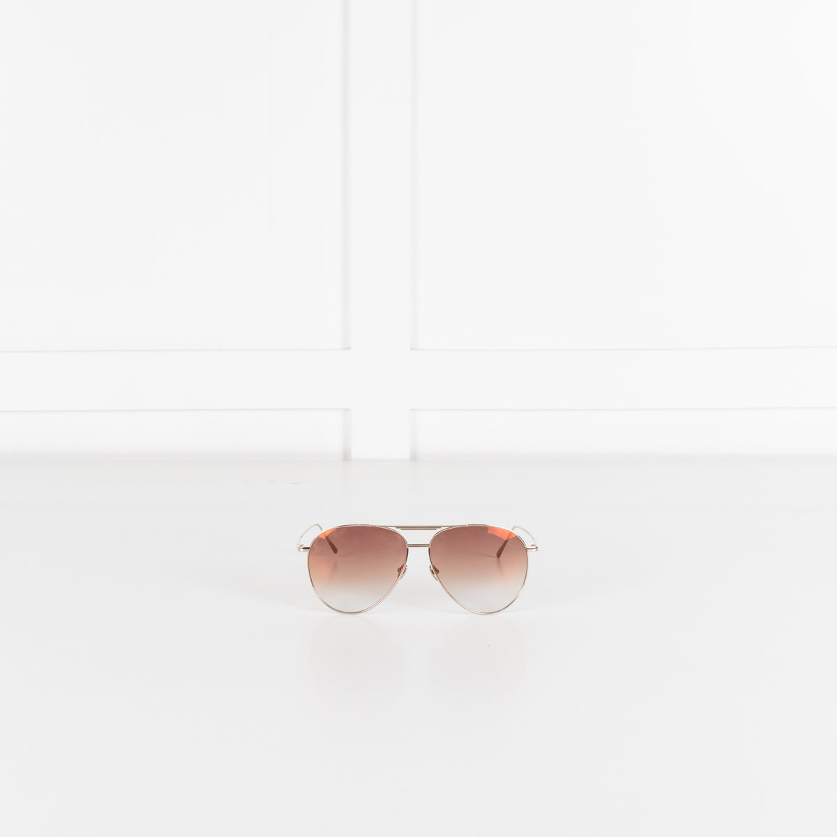 Linda Farrow Gold Titanium Aviator Shape with Brown Lens