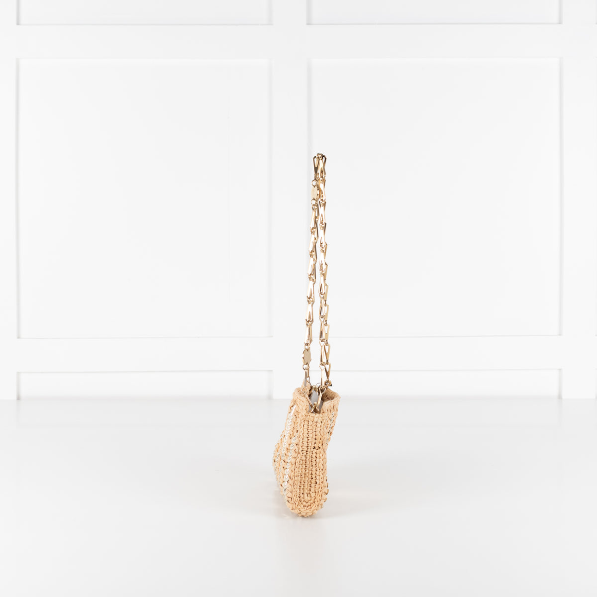 Paco Rabanne Woven Raffia Chainmail Small Crossbody