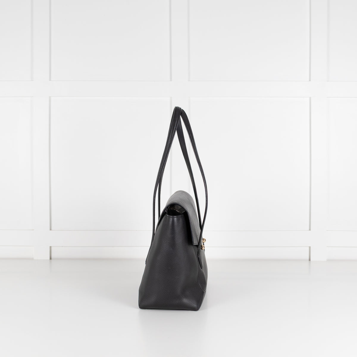 Strathberry Black Leather Silver Hardware Tote Bag
