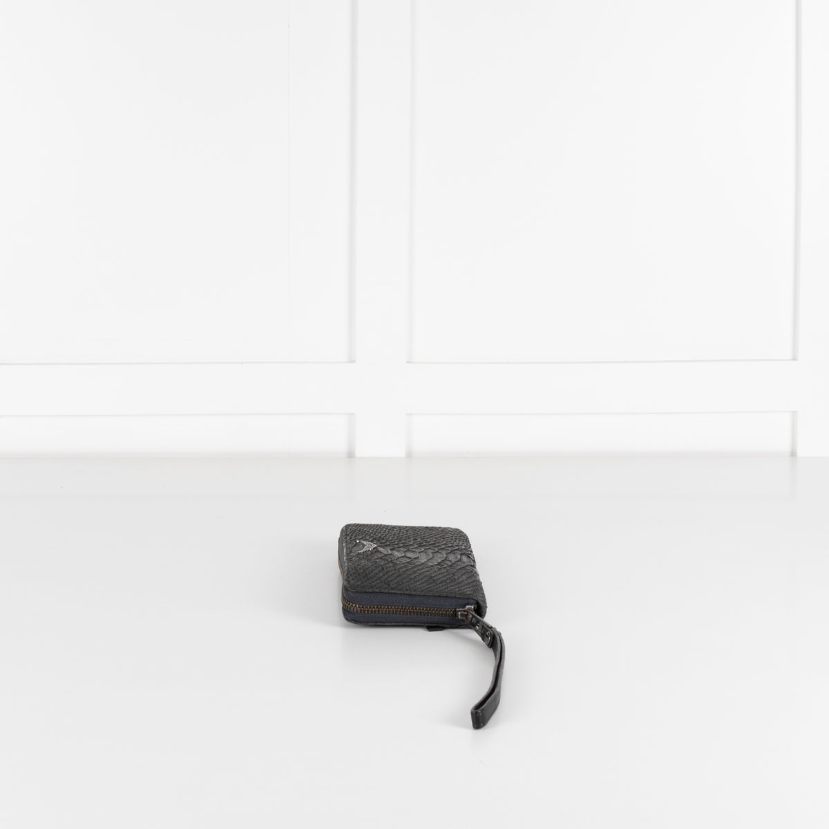 Zadig & Voltaire Preloved Compagnon Savage Black Leather Python Embossed Wallet
