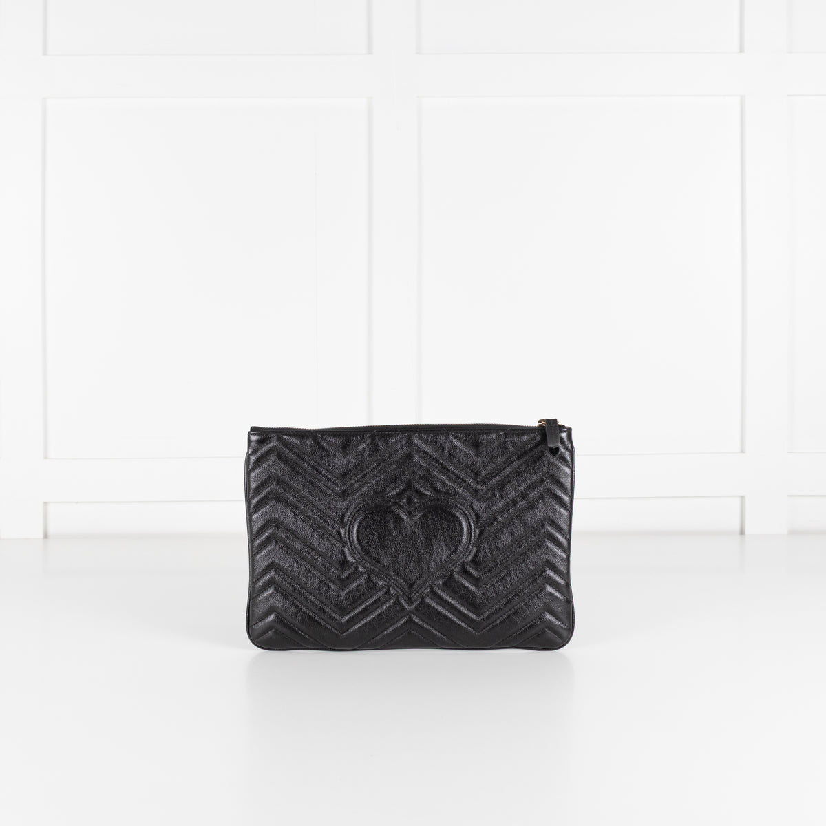 Gucci Black Leather Chevron Pouch