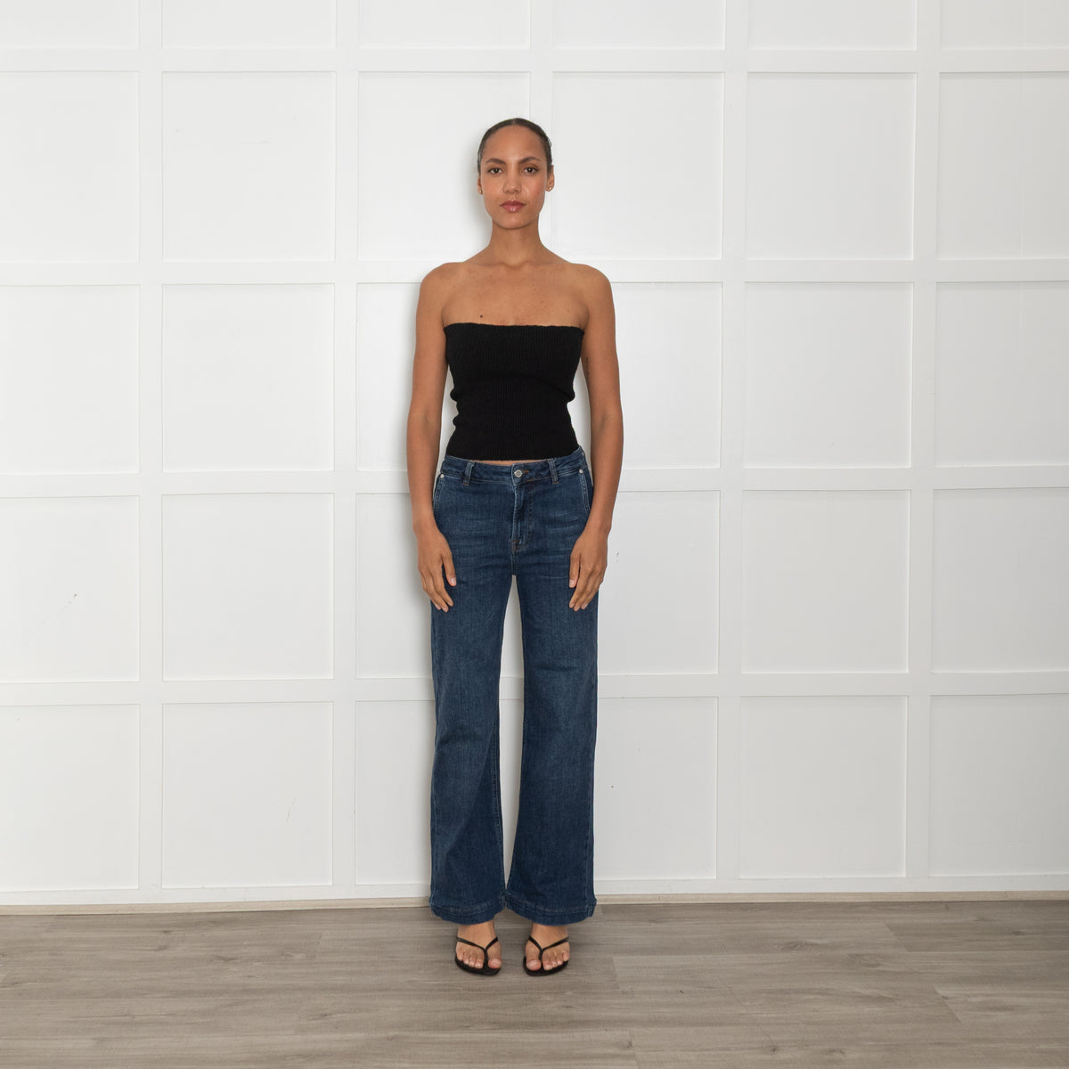 Pieszak Blue High Rise Wide Flare Leg Jeans