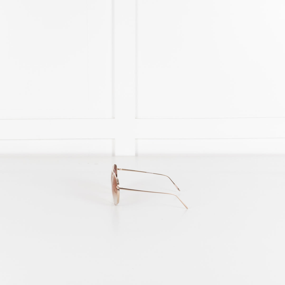 Linda Farrow Gold Titanium Aviator Shape with Brown Lens