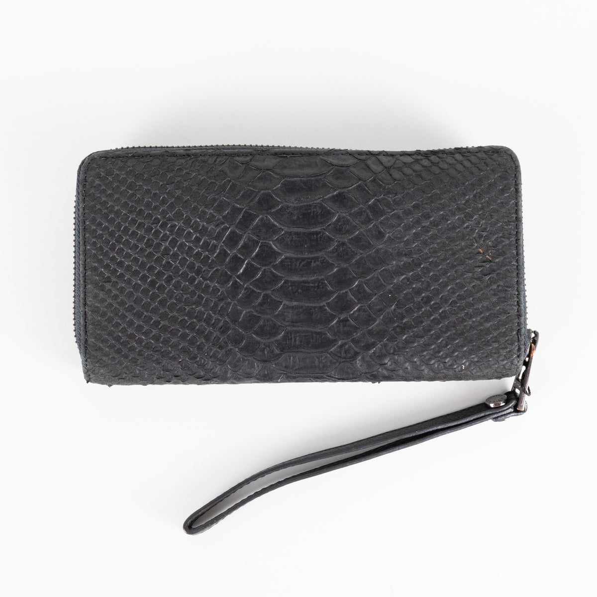 Zadig & Voltaire Preloved Compagnon Savage Black Leather Python Embossed Wallet