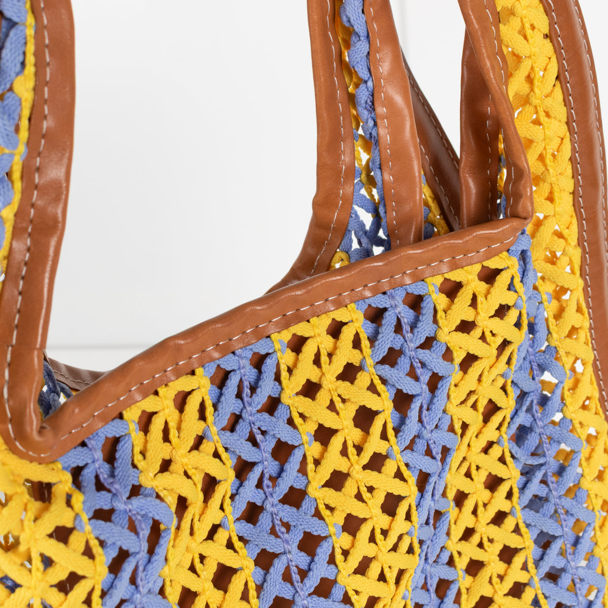 Kenzo Yellow & Blue Lattice Crochet Bag