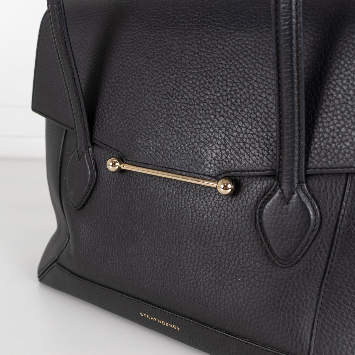 Strathberry Black Leather Silver Hardware Tote Bag
