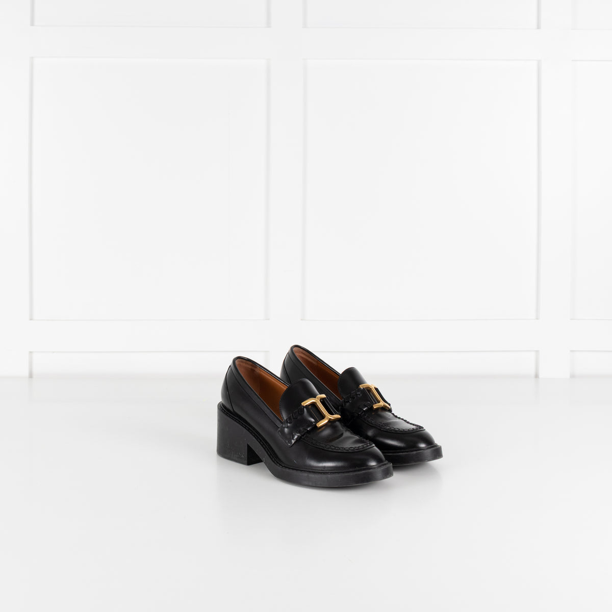 Chloe Black Leather Marcie Loafers