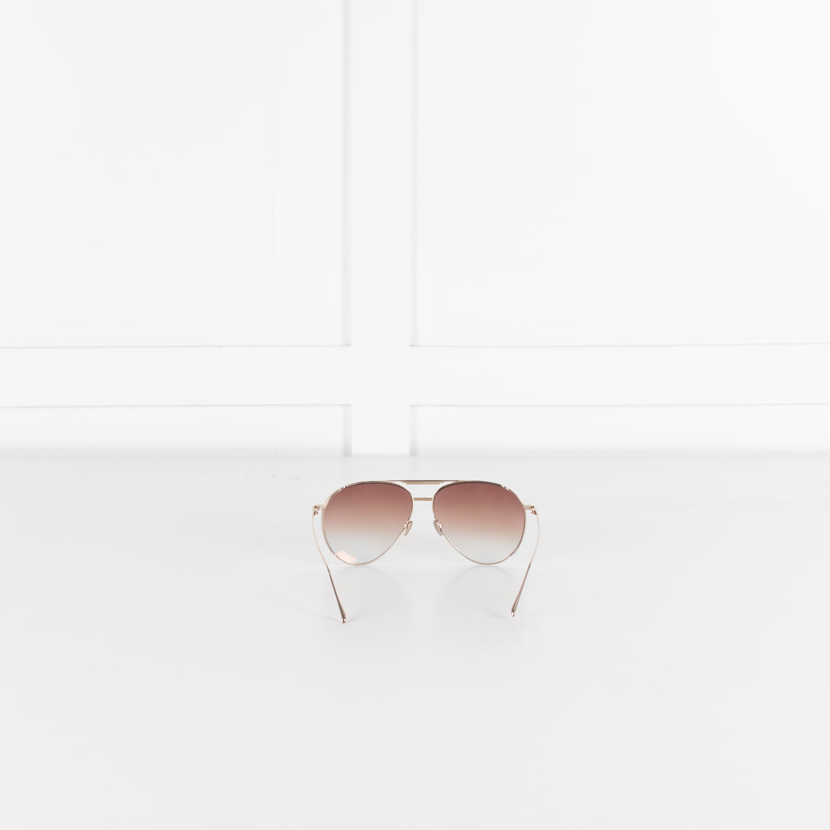 Linda Farrow Gold Titanium Aviator Shape with Brown Lens