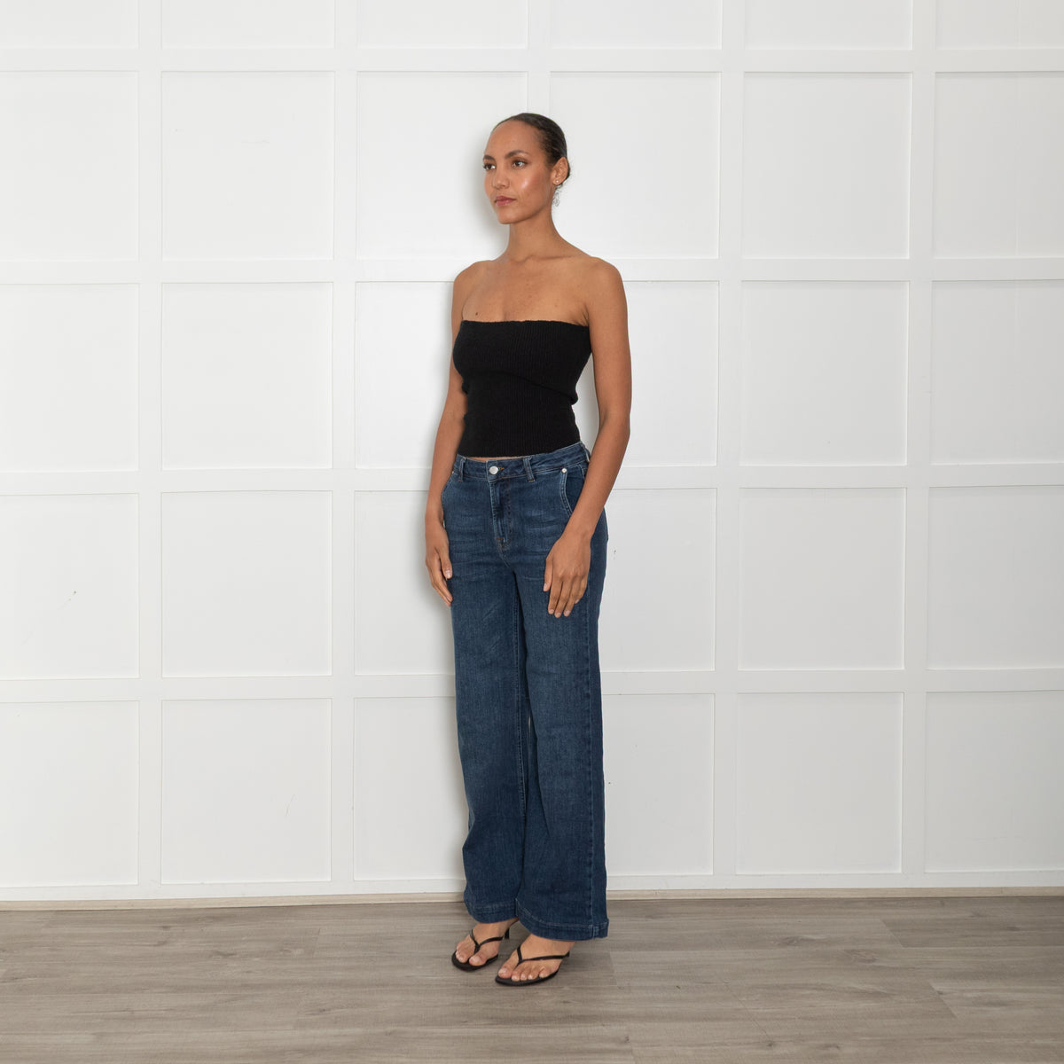Pieszak Blue High Rise Wide Flare Leg Jeans