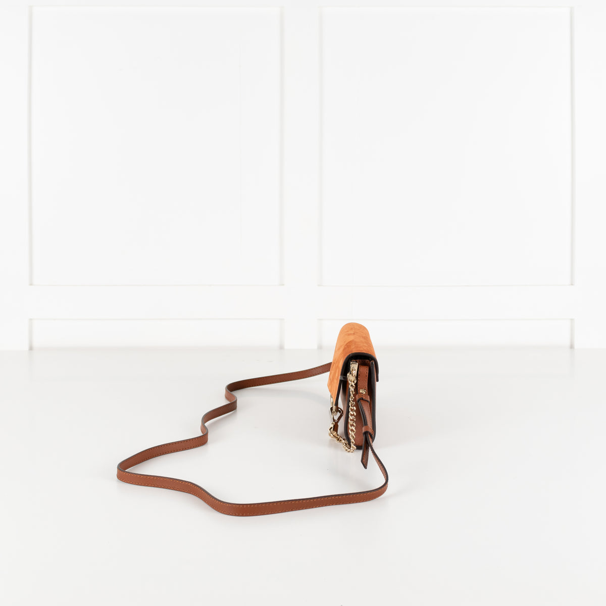 Chloe Faye Wallet on Chain in Rich Tan Suede