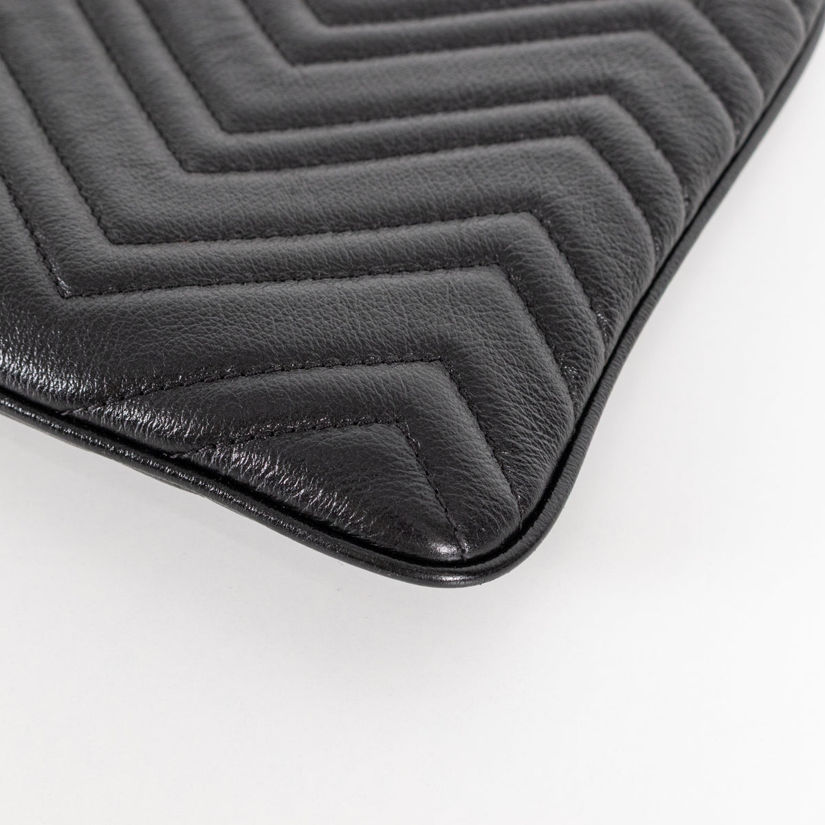 Gucci Black Leather Chevron Pouch