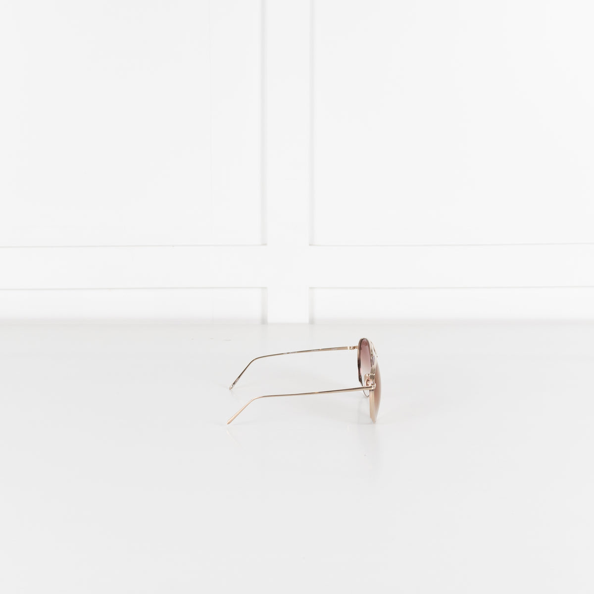 Linda Farrow Gold Titanium Aviator Shape with Brown Lens