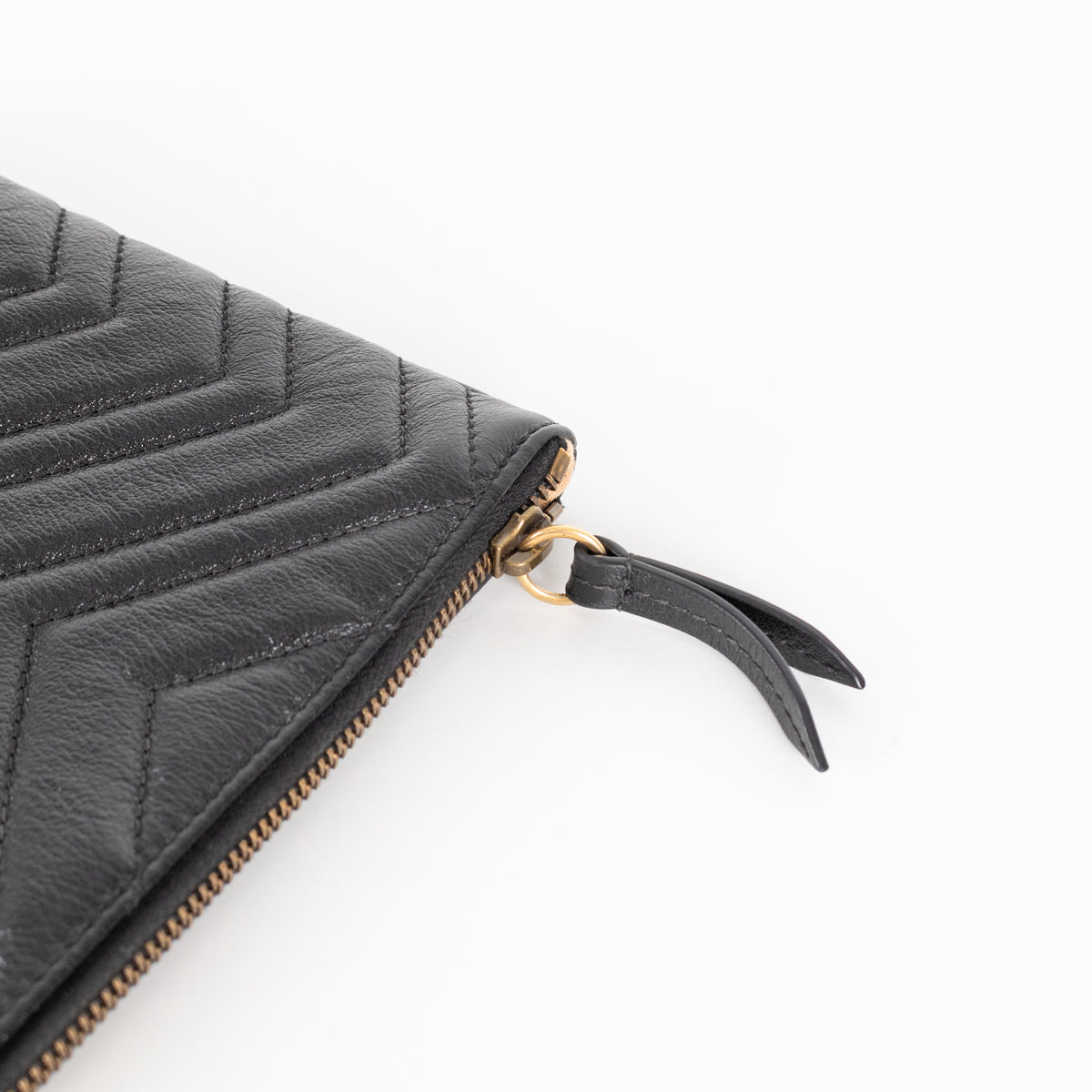 Gucci Black Leather Chevron Pouch