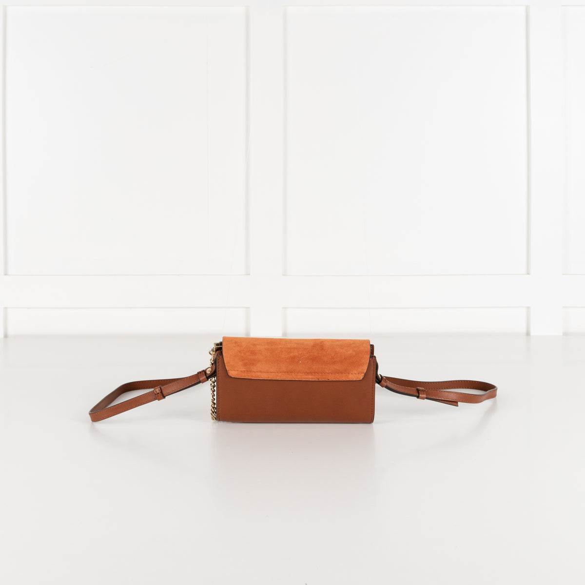 Chloe Faye Wallet on Chain in Rich Tan Suede