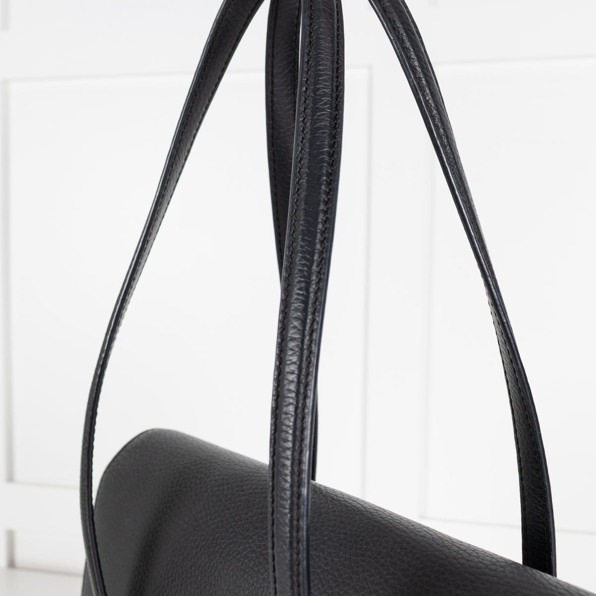 Strathberry Black Leather Silver Hardware Tote Bag