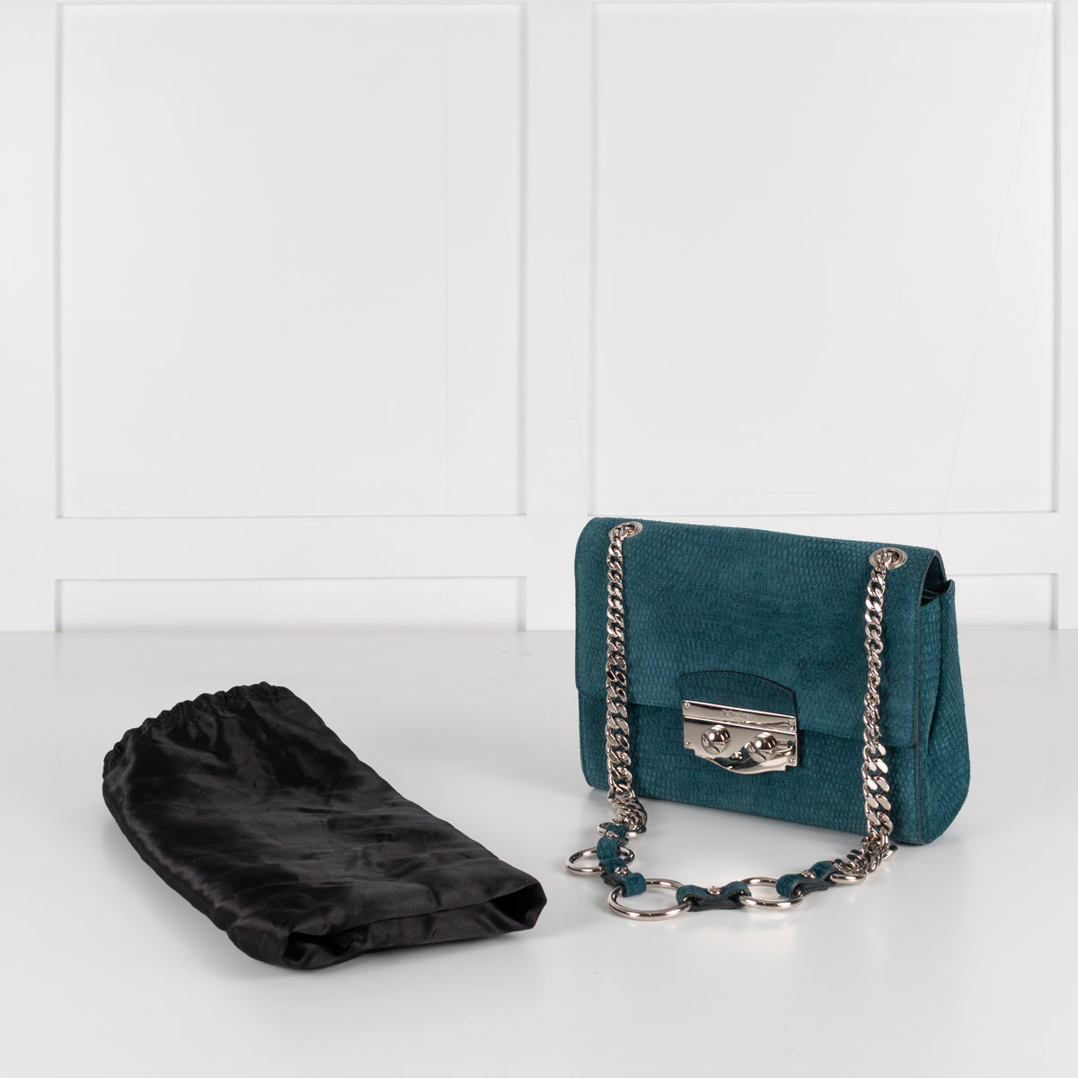 Yves Saint Laurent Teal Le Sixieme Suede Bag