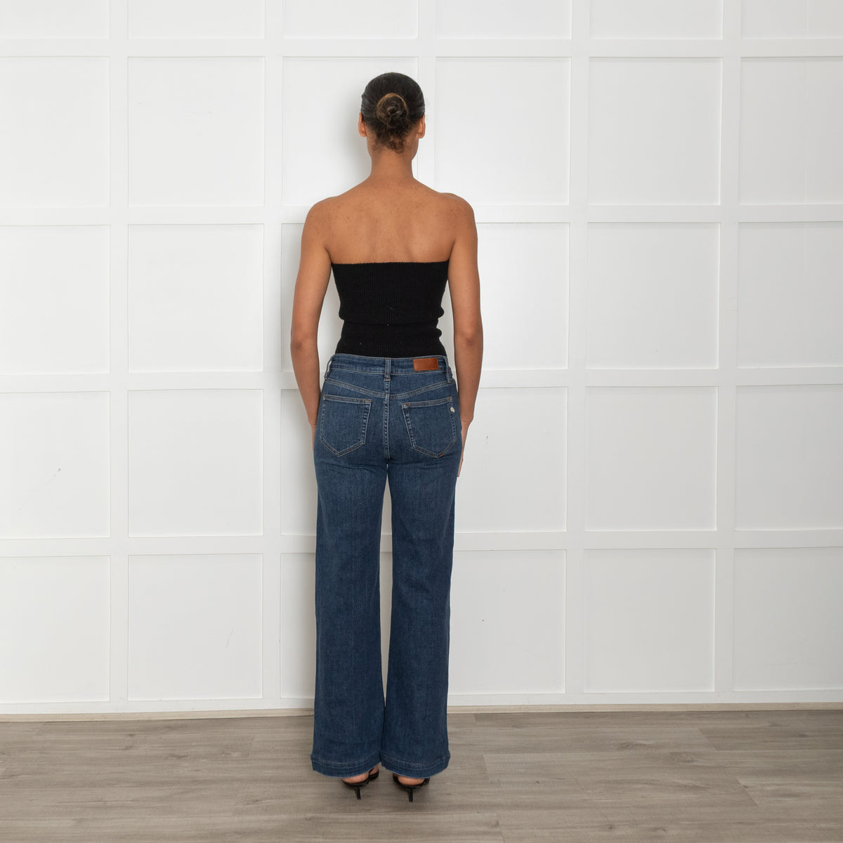 Pieszak Blue High Rise Wide Flare Leg Jeans