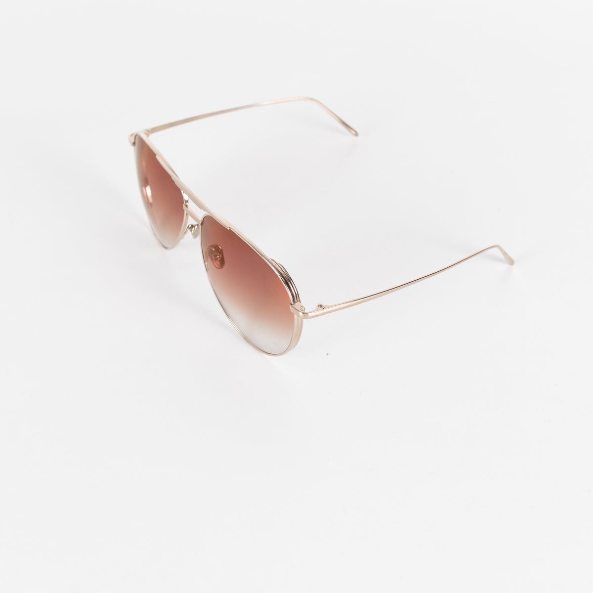 Linda Farrow Gold Titanium Aviator Shape with Brown Lens