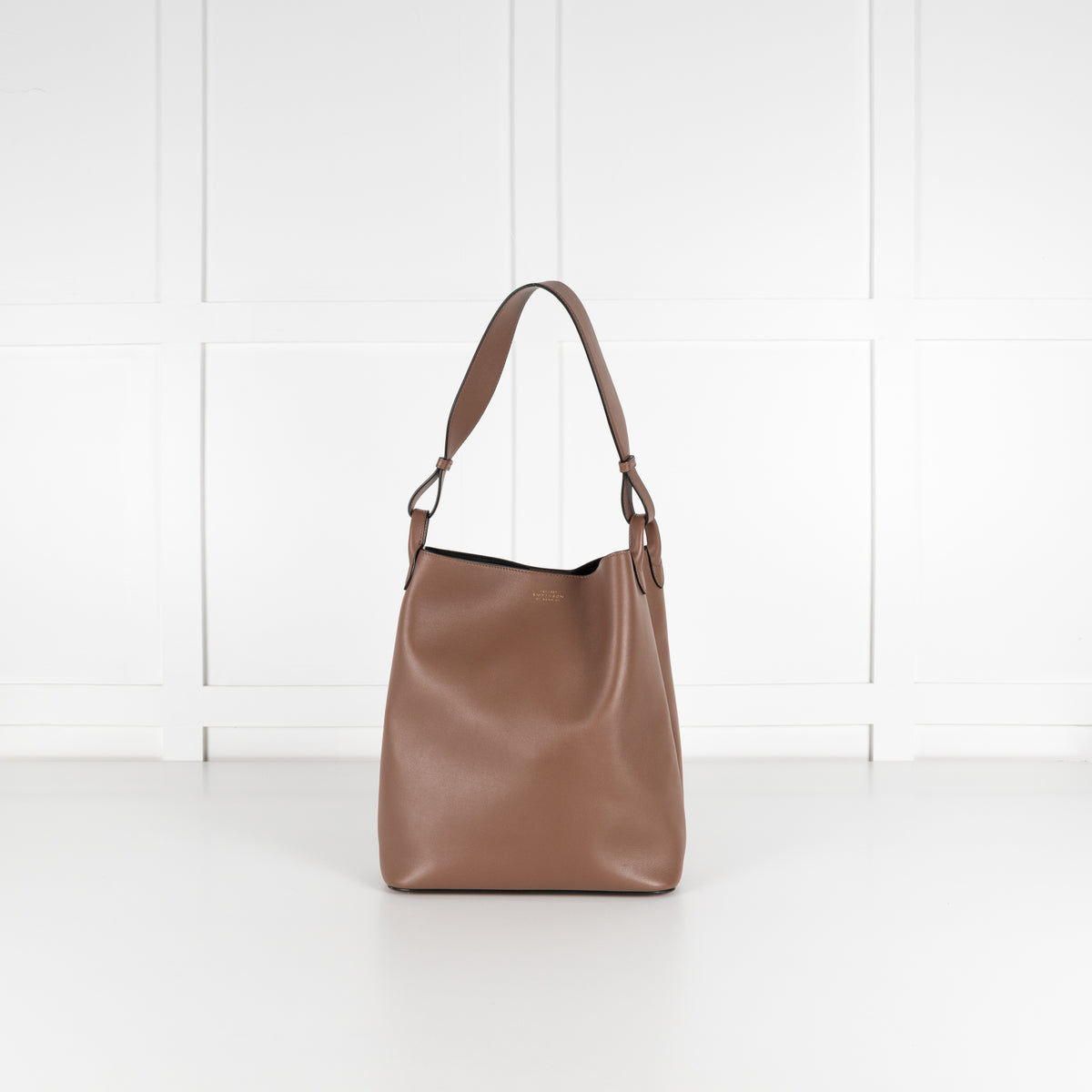 Smythson Brown Leather Bucket Bag