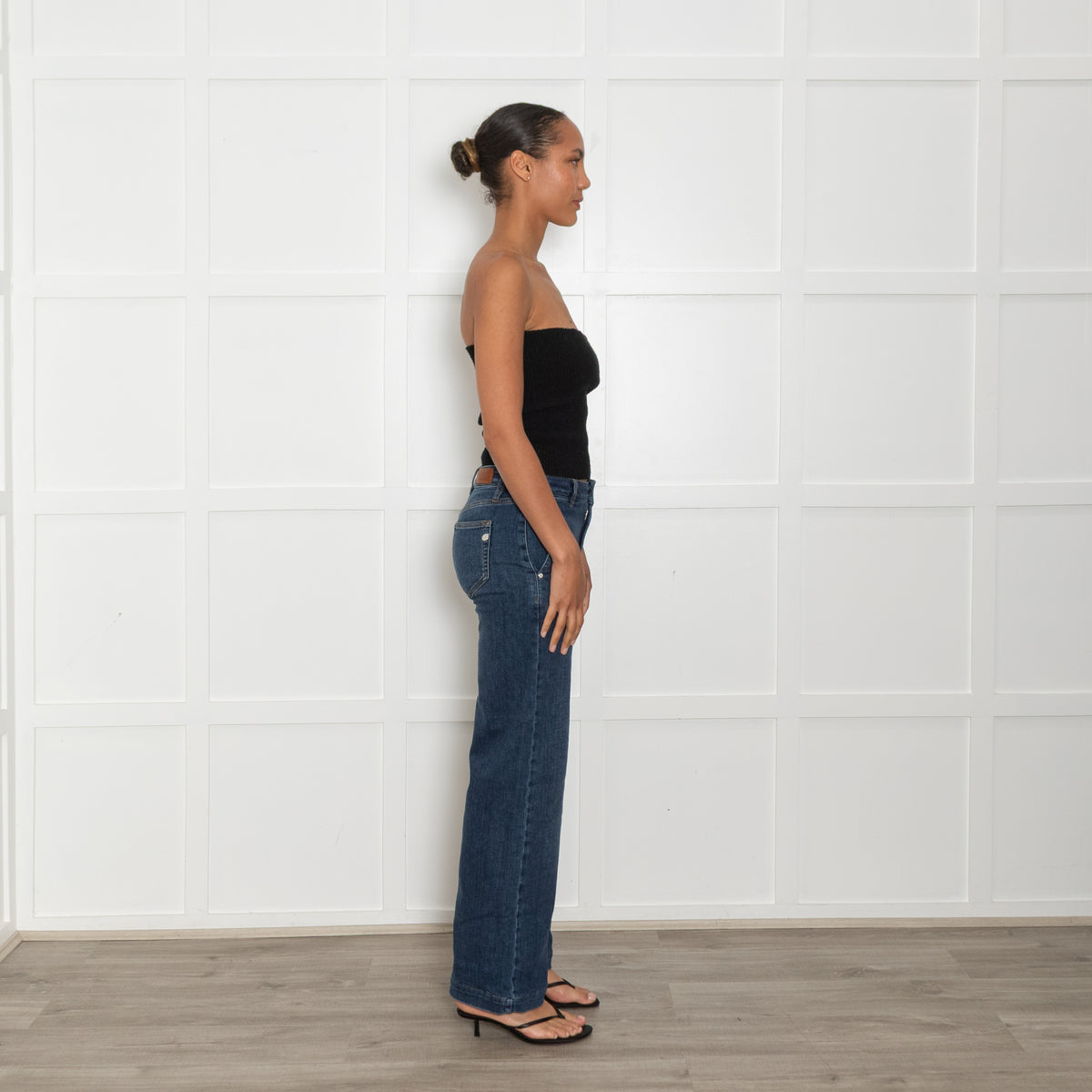 Pieszak Blue High Rise Wide Flare Leg Jeans