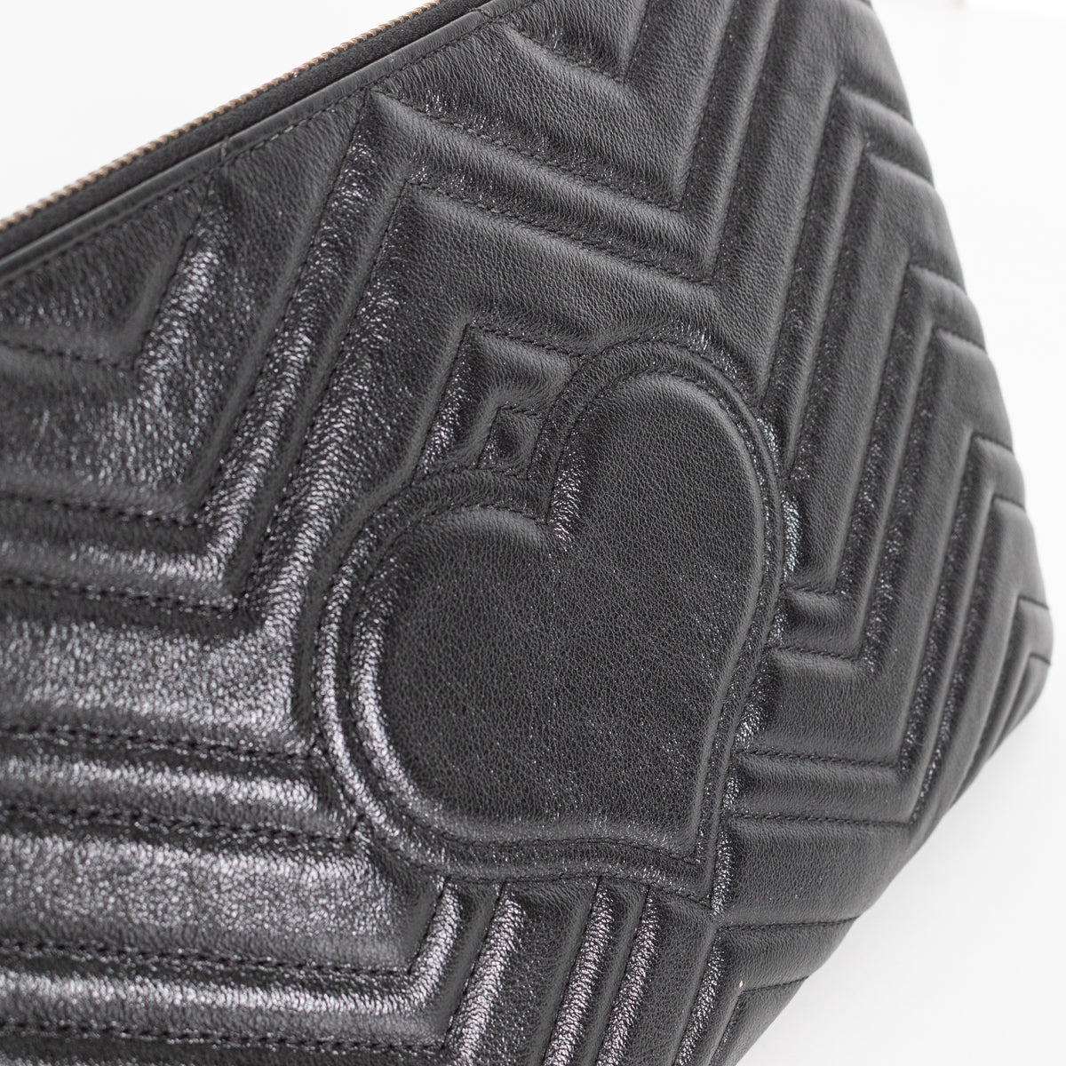 Gucci Black Leather Chevron Pouch