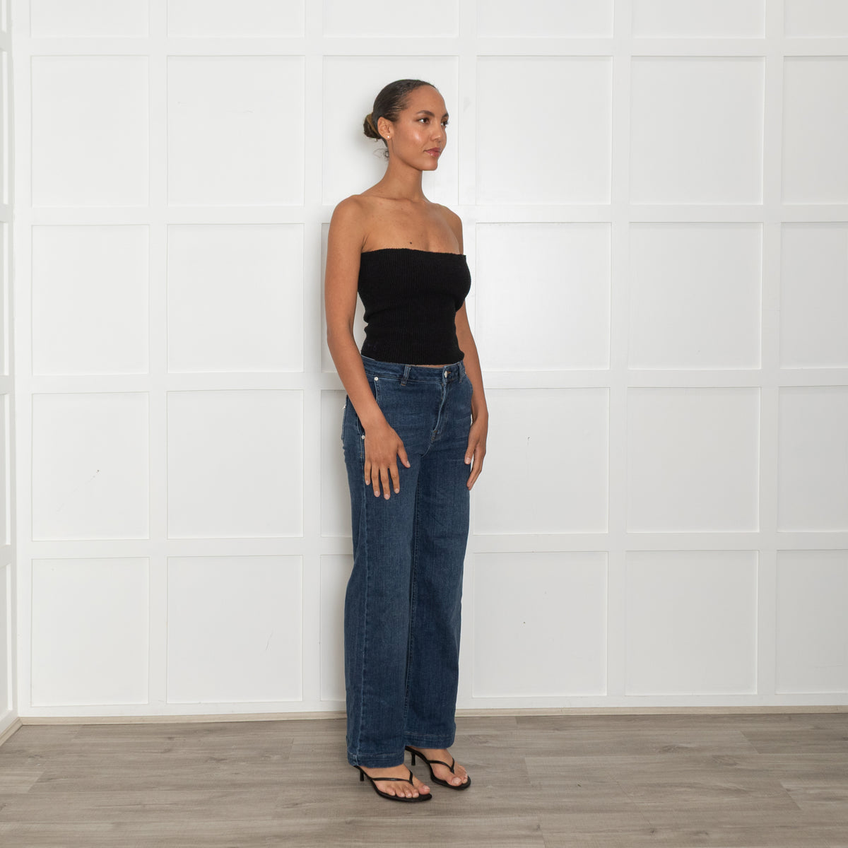 Pieszak Blue High Rise Wide Flare Leg Jeans