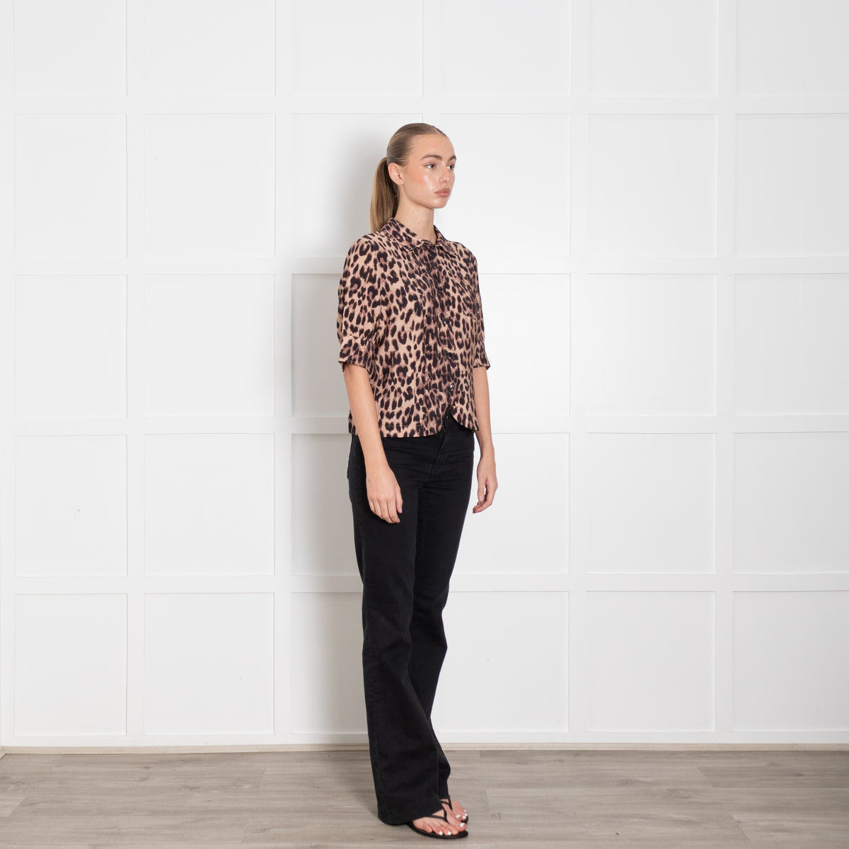 Baum Und Pferdgarten Brown Animal Print Short Sleeve Shirt