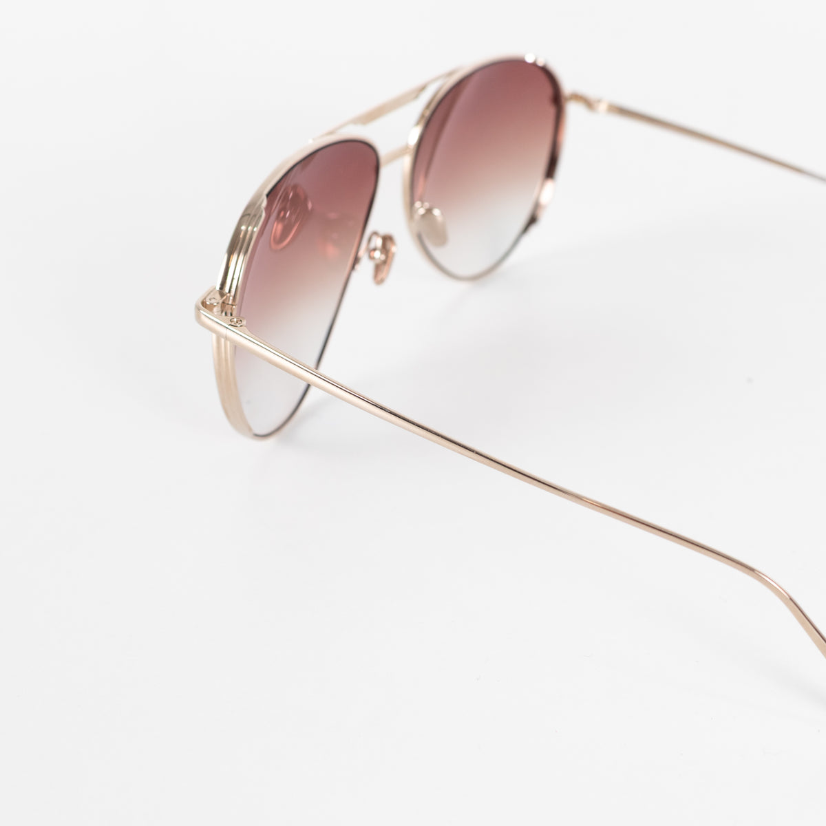 Linda Farrow Gold Titanium Aviator Shape with Brown Lens
