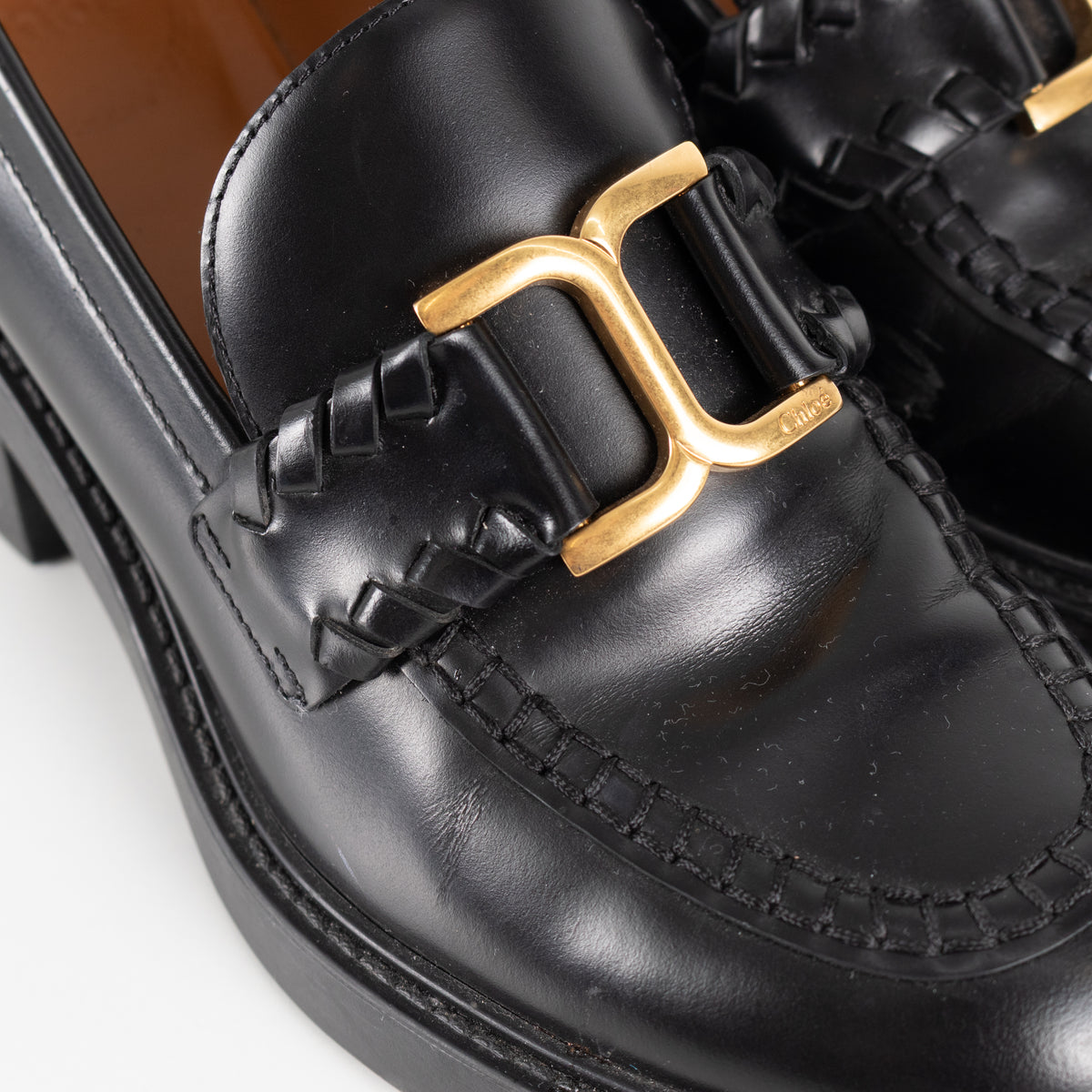 Chloe Black Leather Marcie Loafers