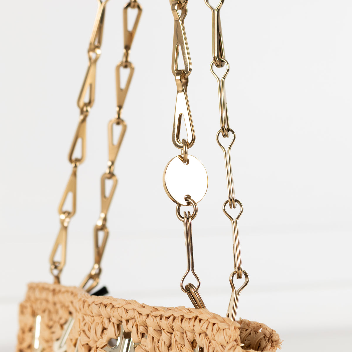 Paco Rabanne Woven Raffia Chainmail Small Crossbody