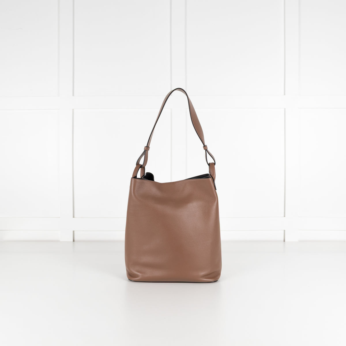 Smythson Brown Leather Bucket Bag