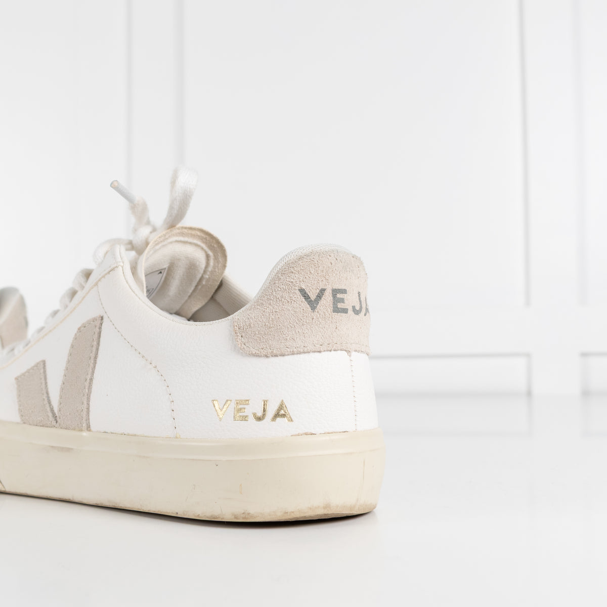 Veja White Leather Lace Up Trainers