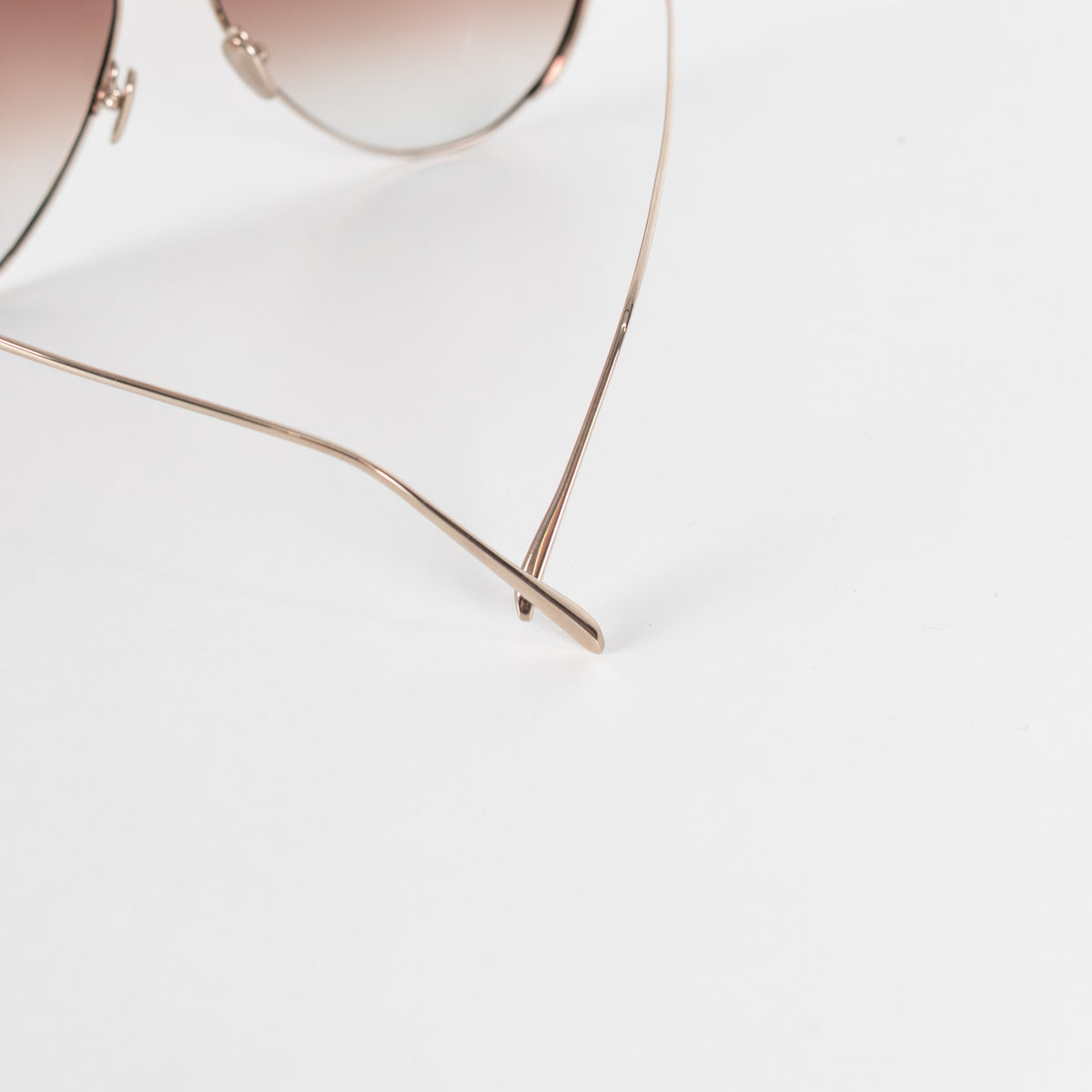 Linda Farrow Gold Titanium Aviator Shape with Brown Lens