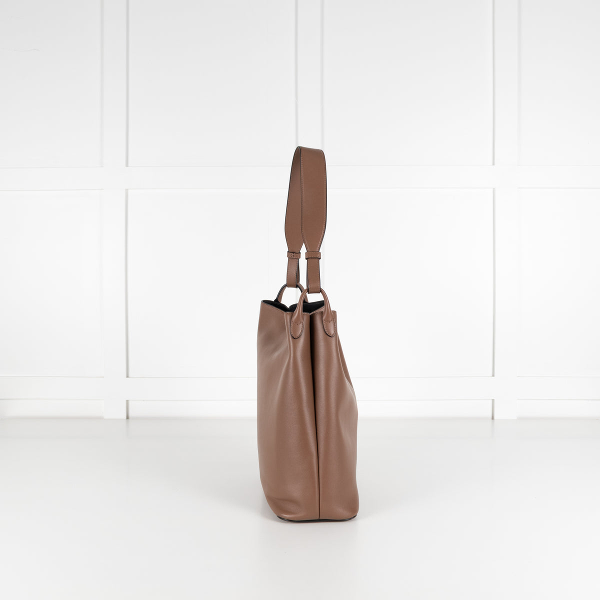 Smythson Brown Leather Bucket Bag